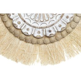 DKD Home Decor Decoración de Pared Balines Natural Blanco Fibra 66 x 52 x 3.2 cm (2 Unidades)