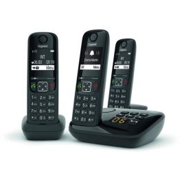 Gigaset AS690 A Teléfono fijo Trio con Contestador Automático, Manos Libres HSP, Bloqueo de Llamadas y Directorio de 100 Contactos Negro