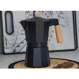 Kinvara Cafetera Aluminio 3 Tazas 150 ml Negra con Asa de Madera 8.5x15.7x14 cm (12 Unidades) Kinvara Cafetera Aluminio 3 Tazas 150 ml Negra con Asa de Madera 8.5x15.7x14 cm (12 Unidades)