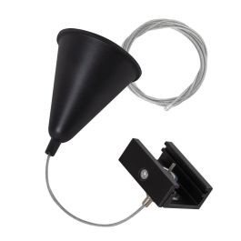 Kit de Suspensión para Carril Trifásico 1 Metro Negro con Cable de Acero Regulable HO-SUS-T-N