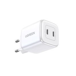 UGREEN Nexode 45W Cargador USB-C Dual PD 3.0 QC 4 (25W+20W) Blanco para Carga Rápida Universal