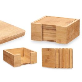 Set 6 Posavasos de Bambú Cuadrados Kinvara 12x6x12 cm - Natural (12 Unidades)
