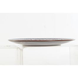 DKD Home Decor Plato Tradicional de Gres Bicolor Gris Marrón 27.5 x 3 x 27.5 cm - Pack de 12 Unidades