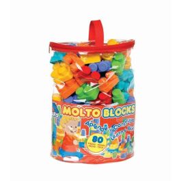 Molto Bolsa de Construcción Roja con 80 Piezas - Ladrillos de Plástico para Construir y Jugar - Ideal para Niños y Niñas +1 Año