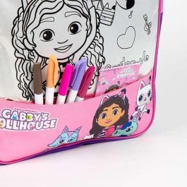 Cerdá Diy Set Mochila Escolar Gabby's Dollhouse Rosa 30x38x14 cm para Personalizar Niñas +3 años