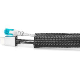 Digitus Conducto Flexible para Cables con Cinta Adhesiva, Pasacables de Poliéster Negro, 2m