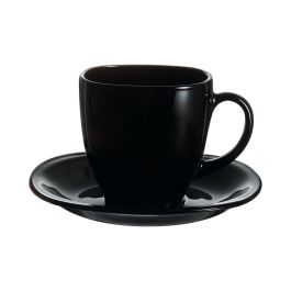 Caja 6 Tazas con Plato Vidrio Carine Negro Luminarc 22 cL Caja 6 Tazas con Plato Vidrio Carine Negro Luminarc 22 cL