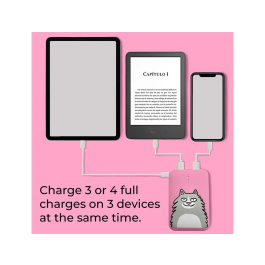 Wondee Bateria Externa 10.000 mAh Gato Rosa Portátil para Smartphone