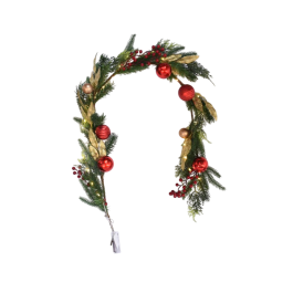 DKD Home Decor Guirnalda de Navidad Tradicional Verde Rojo PVC 150 cm con 40 LEDs y 3 Pilas AA (2 Unidades) Precio: 42.89000001. SKU: B13CSAPWPL