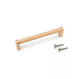 Emuca Lote de 5 tiradores para mueble Bergen, L141mm, intereje 128mm, Aluminio, Pintado oro