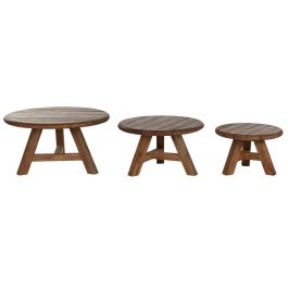Juego de 3 mesas Home ESPRIT madera de teca 80 x 80 x 43 cm Juego de 3 mesas Home ESPRIT madera de teca 80 x 80 x 43 cm