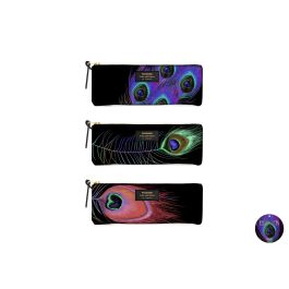 DKD Home Decor Estuche Impermeable Glam Peacock Negro Multicolor Nylon Poliéster PU Surtido Aleatorio 22.5x9.5x2.5 cm (12 Unidades)
