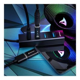 Sharkoon 4044951037582 Hub USB 3.2 Gen 1 Aluminio Negro 4 Puertos