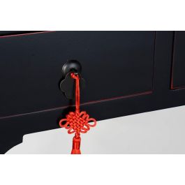DKD Home Decor Consola Oriental de Abeto y MDF Negra y Roja, 3 Cajones, 26 x 80 x 96 cm, Colección Masako