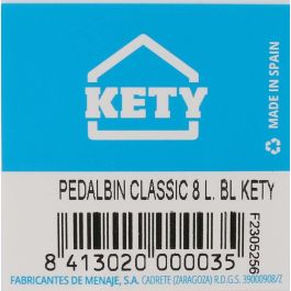 Kety Cubo con Pedal 8 Litros con Cubeta Interior - 20 x 28 x 25 cm