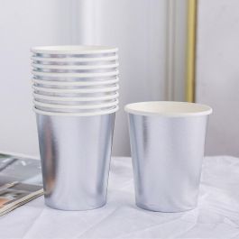 Set de 10 vasos de cartón plata 200 cc Algon (36 Unidades) Set de 10 vasos de cartón plata 200 cc Algon (36 Unidades)