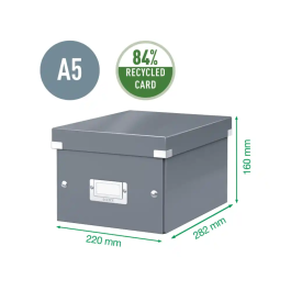 Caja Para Almacenamiento Leitz Click&Store 85% Carton Reciclado 7 Litros Pequeña 216X160X282 Mm Blanco