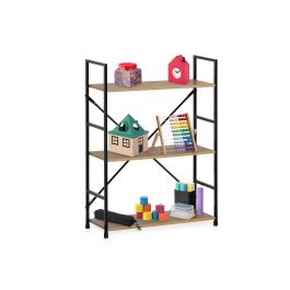 Confortime Estanteria 3 Niveles Metal-Madera Negra 85 cm Ancho x 25 cm Largo x 7 cm Alto