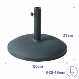 Marbueno Base Sombrilla Redonda Cemento 50x37 cm 25KG Negro Jardin, Piscina y Terraza 10452