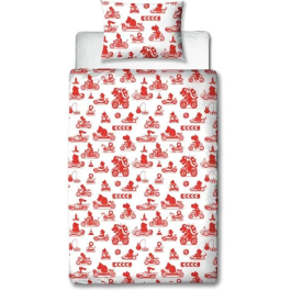 Mario Bros Juego de Cama Reversible 140 x 200 cm + Funda Almohada 63 x 63 cm Microfibra