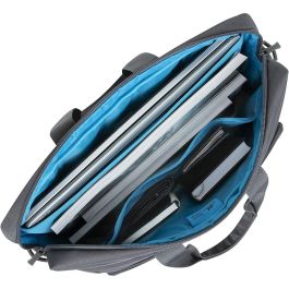 Rivacase Maletín 7531 Grey ECO Bag 16" Alpendorf, Poliéster RPET Ecológico, Compartimento Portátil Acolchado, Bolsillo Frontal con Cremallera