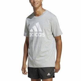 Camiseta de Manga Corta Hombre Adidas Essentials Single Big Logo Gris Gris claro