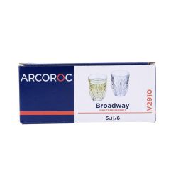 Arcoroc Vaso Bajo Vidrio Broadway 5 cL 6 Unidades Transparente Relieve Resistente Rayaduras Apto Lavavajillas