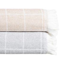 Colcha Cuadros Gris Perla Algodón 200 X 260 cm