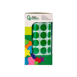 Liderpapel Gomets Autoadhesivos Circulares 15 mm Verde Rollo 2500 Unidades Caja Cartón