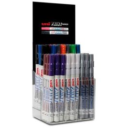 Uni-Ball Marcador Permanente Paint Marker PX-21, Punta Acrílica 0.8-1.2mm, Base Aceite, Resistente Luz y Agua, Tª 250º C, Colores Surtidos Expositor 54 Ud Precio: 126.89000049. SKU: B168FFZPKN