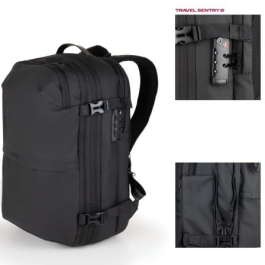 TooQ Mochila de Viaje con Compresión al Vacío TQBP-V101-BK, Capacidad 30-55L, Incluye Bomba de Aire, Negra
