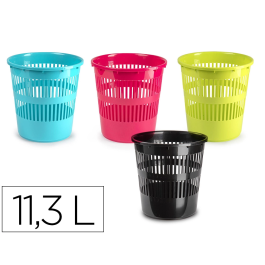 Plasticforte Papelera Redonda de Plástico Reciclable, 11.3 Litros, Color Surtido, 275x280 mm Precio: 35.50000003. SKU: B12FVRKE2K