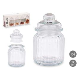 Vivalto Set de 4 Tarros con Tapa de Vidrio Rayado 300 ml - Recipientes Transparentes para Alimentos (12 Unidades) Precio: 51.49999943. SKU: B1AAW9DMK9