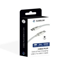 Cable USB-C a USB-C Subblim SUBCAB-C10011 2 m Blanco Cable USB-C a USB-C Subblim SUBCAB-C10011 2 m Blanco