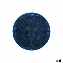 Plato Llano Alfares Alfares Azul Vidrio Ø 31 cm (6 Unidades)