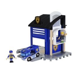 BRIO World 33813 Estación de Policía con Cárcel, Camión de Policía con Sirenas y Luces, Figura de Ladrón, Juego Infantil para Niños +3 Años
