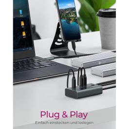 ICY BOX IB-HUB1454-C31 Hub USB-C 4 Puertos USB-C Display 10000 Mbit/s Aluminio Gris Azul