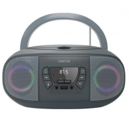Fonestar GO-G USB Radio CD Boom Portátil con Efectos Luminosos y Lector USB MP3 FM Auxiliar Auriculares Color Gris
