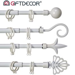 GIFTDECOR Barra Cortina Blanca 120-210 cm