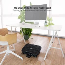 TooQ TQFR0603-B Reposapiés Ajustable e Inclinable, Negro, 460 x 340mm