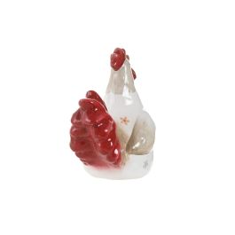 DKD Home Decor Figura Gallina Cottage de Terracota Blanco y Rojo 23 x 23.5 x 14.5 cm (2 Unidades)