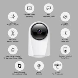 Cámara de vigilancia REAL ME SMART - Visión 360° - Infrarrojos - Detección de movimiento - Blanco Cámara de vigilancia REAL ME SMART - Visión 360° - Infrarrojos - Detección de movimiento - Blanco