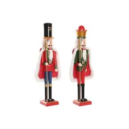 DKD Home Decor Figura Decorativa de Navidad Cascanueces Tradicional Multicolor en Madera y Poliéster 13x55x20 cm (2 Unidades)
