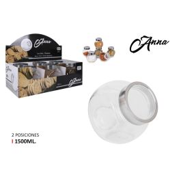 Tarro de vidrio Anna 1500 ml con 2 posiciones (12 Unidades) Precio: 35.58999983. SKU: B1CZE736T5