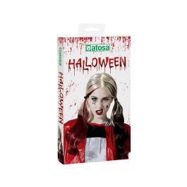 Peluca Halloween 170 gr Arlequina Loca Rubia Rojo Negro