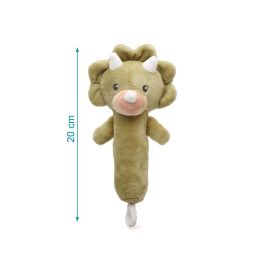 KioKids Sonajero Peluche Dinosaurio Verde 18 cm para Bebés +0 Meses. Juguete Suave y Blando de Poliéster. Estimula Desarrollo Sensorial