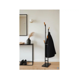 Maul Perchero de Pie Metalico y Madera 6 Colgadores Negro 1840x480x230 mm