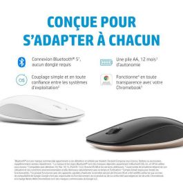 HP 410 Slim Mouse Bluetooth Plateado para Cualquier Superficie, Cualquier Sistema Operativo, Duración Batería 12 Meses