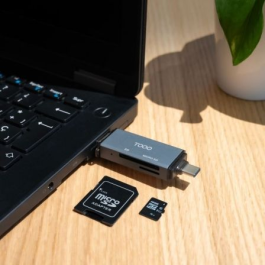 TooQ TQR-3001G Lector de Tarjetas Externo USB 3.0 y USB Tipo-C para SD/TF, Gris, Compatible con Windows y Mac