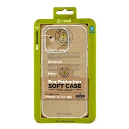 Muvit Funda Recycletek para Apple iPhone 16 - Material 100% Reciclado, Protección contra Arañazos y Golpes